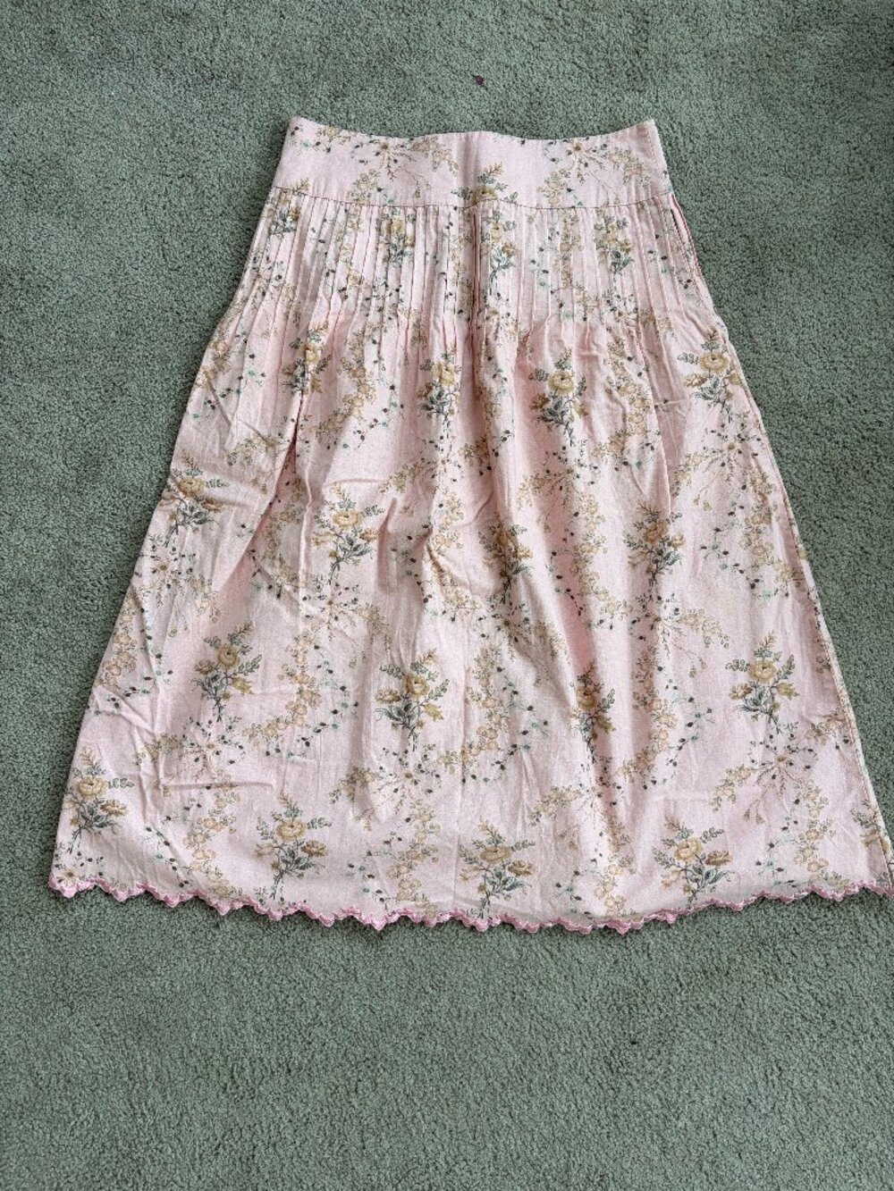 LoveShackFancy Pink pleated floral midi Skirt Womens' Size 6
